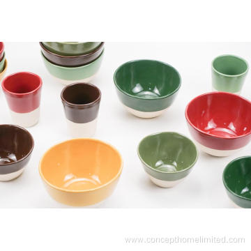 Single glaze stoneware dinner set - multi colors